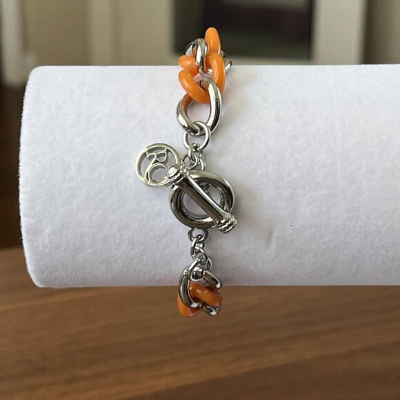 Rustic Cuff Orange and Silver Link Logo Charm Bracelet - Picture 4 of 4